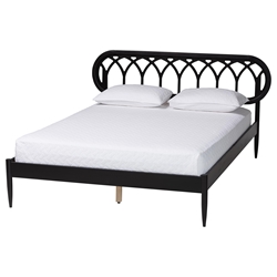 Baxton Studio Florica Art Deco Black Wood Queen Platform Bed